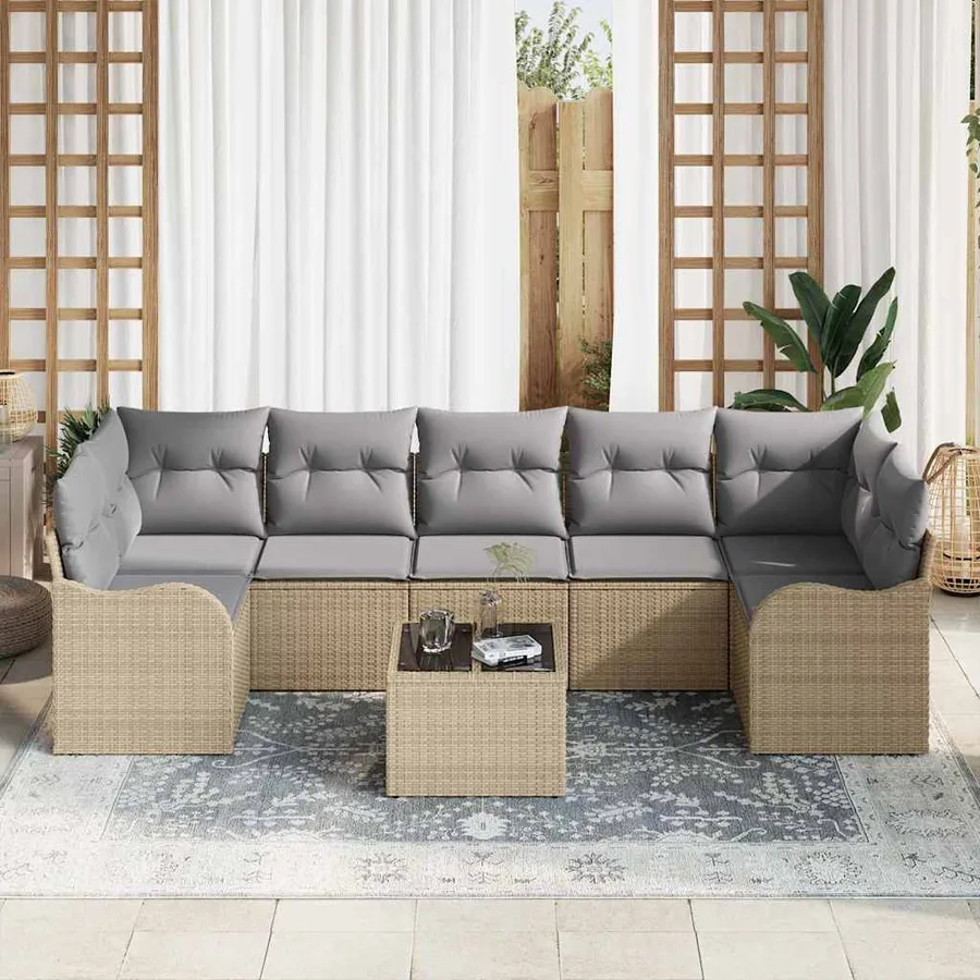 Ensemble de canapé de jardin Beige 55 x 55 x 37 cm polyrotin - 3