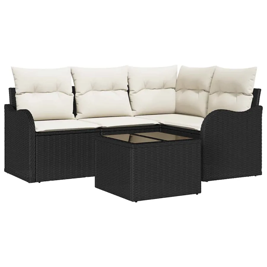 Ensemble de canapé de jardin 5 pcs Marron polyrotin - 2
