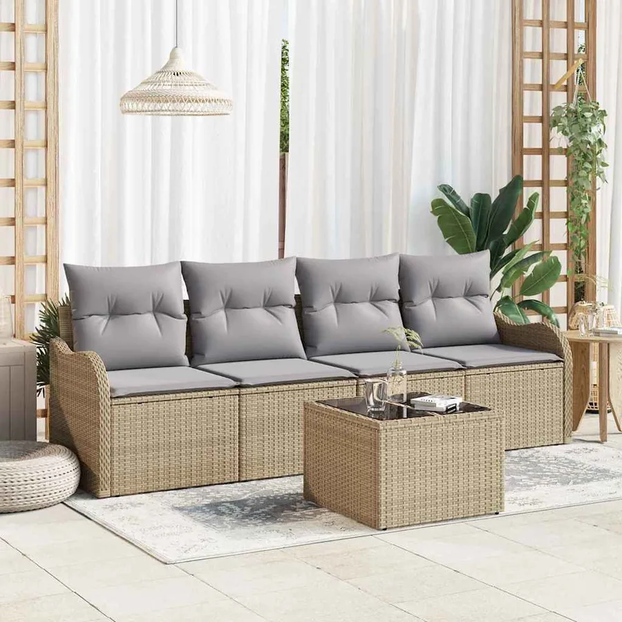 Ensemble de canapé de jardin Beige polyrotin