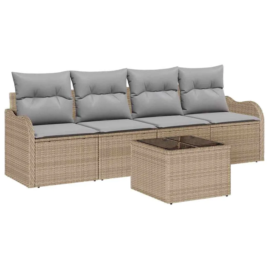 Ensemble de canapé de jardin Beige polyrotin - 2