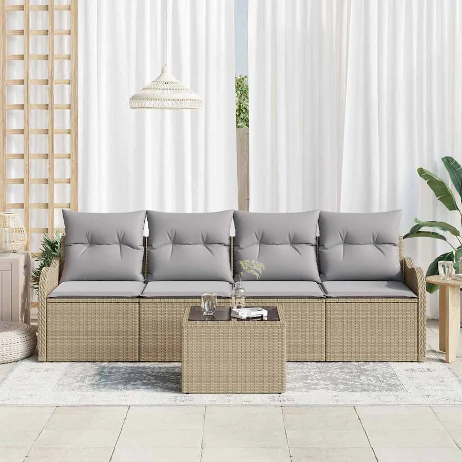 Ensemble de canapé de jardin Beige polyrotin - 3