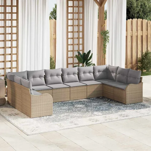 Ensemble de canapé de jardin Beige 344 x 177,5 x 85 cm