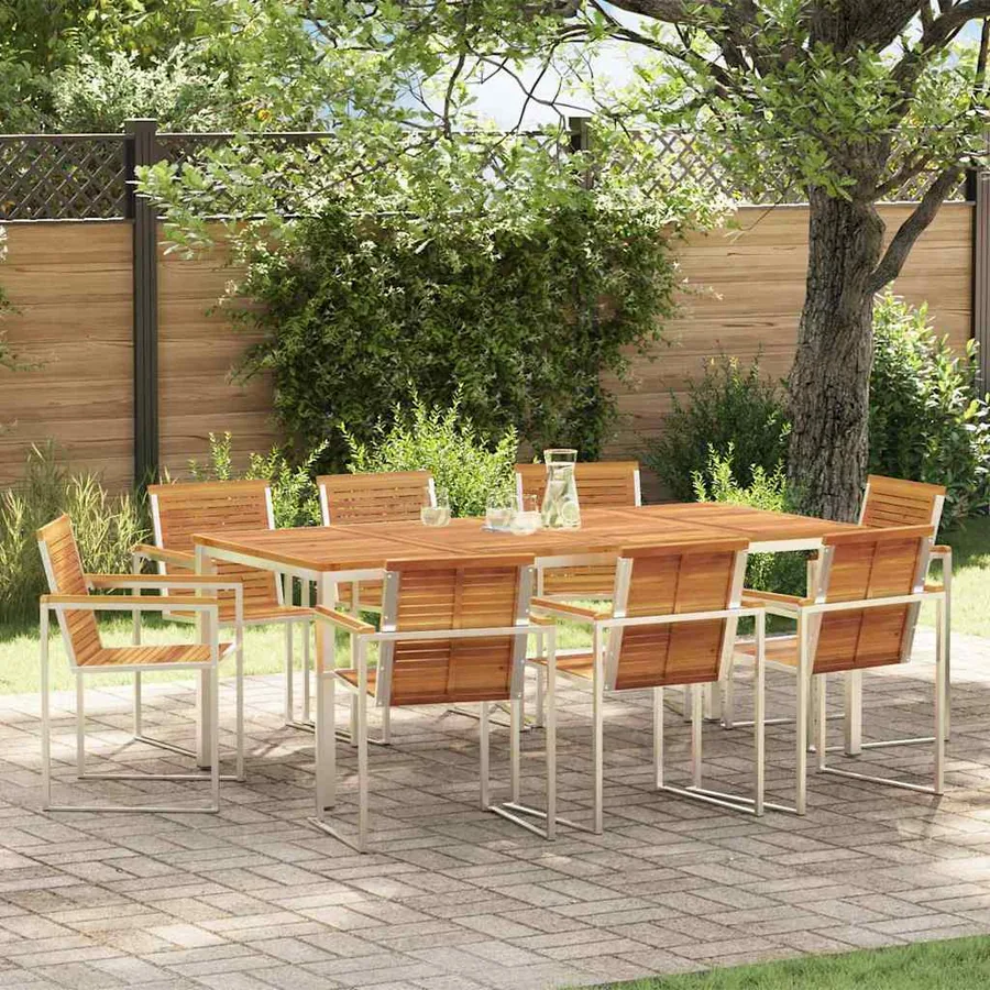 Ensemble de salle à manger pour jardin 9 pcs