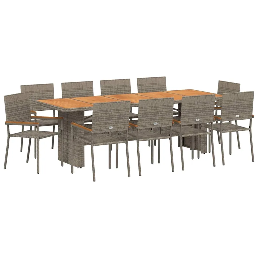 Ensemble de salle à manger pour jardin 11 pcs Gris polyrotin - 2