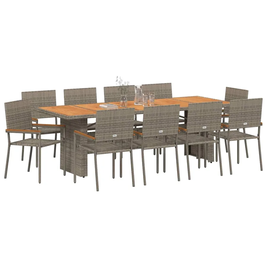 Ensemble de salle à manger pour jardin 11 pcs Gris polyrotin - 3