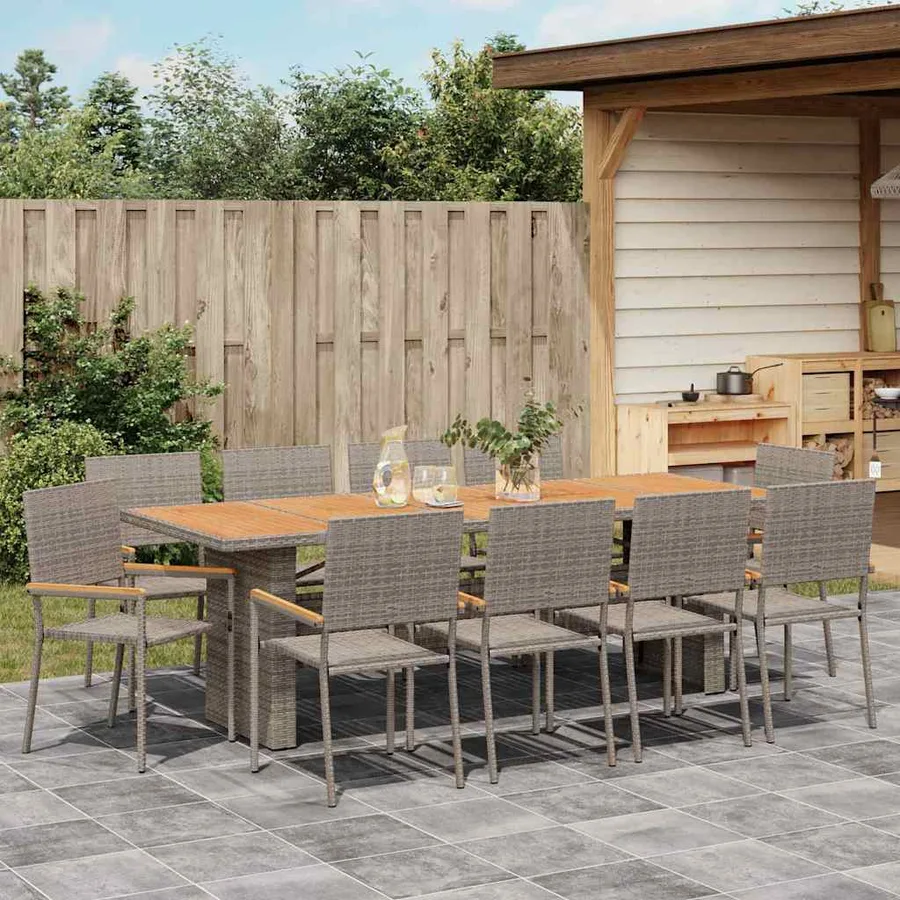 Ensemble de salle à manger pour jardin 11 pcs Gris polyrotin - 4