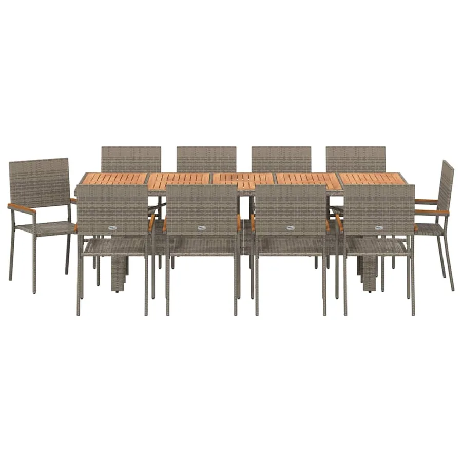 Ensemble de salle à manger pour jardin 11 pcs Gris polyrotin - 7