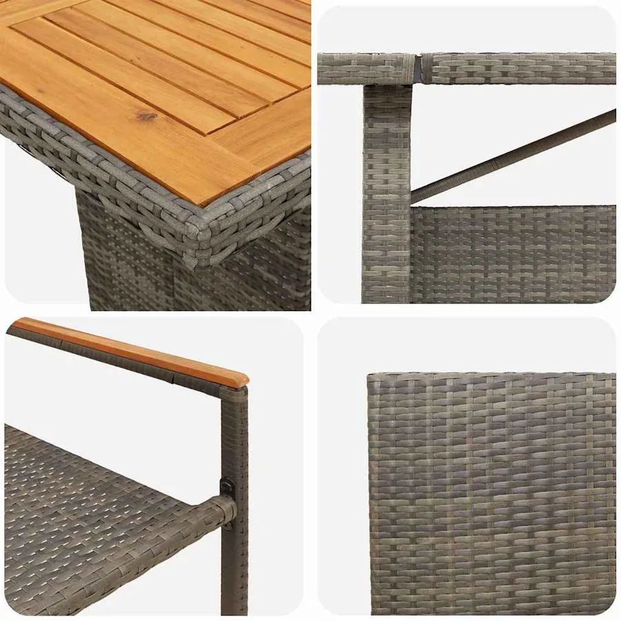 Ensemble de salle à manger pour jardin 11 pcs Gris polyrotin - 9