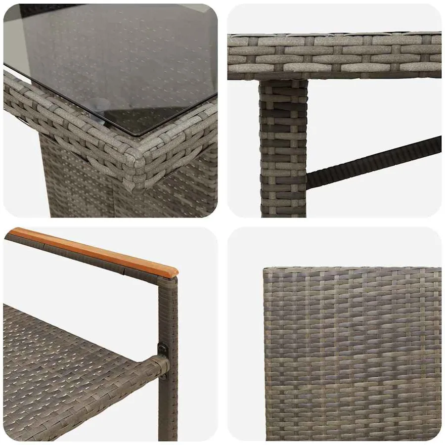 Ensemble de salle à manger pour jardin 9 pcs Gris polyrotin - 9