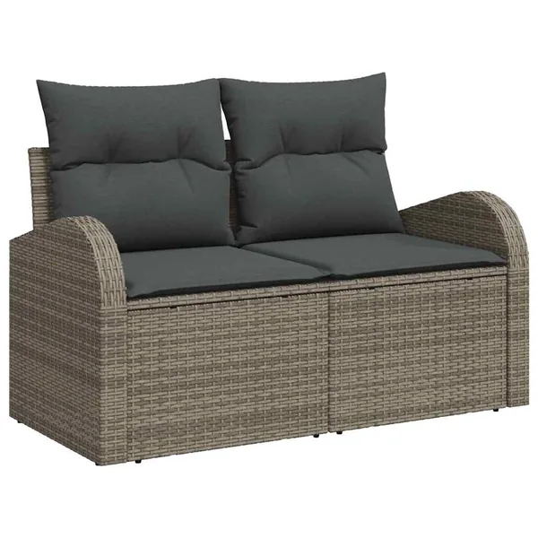 Ensemble de canapé de jardin avec stockage 6 pcs Gris polyrotin