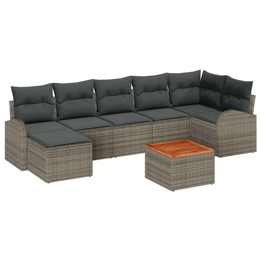 Ensemble de canapé de jardin avec stockage 8 pcs Gris polyrotin - 2