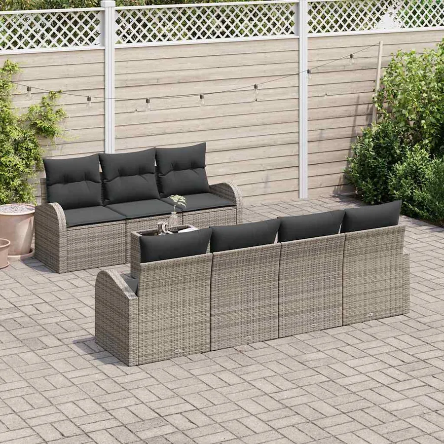 Ensemble de canapé de jardin avec coussin 8 pcs Gris