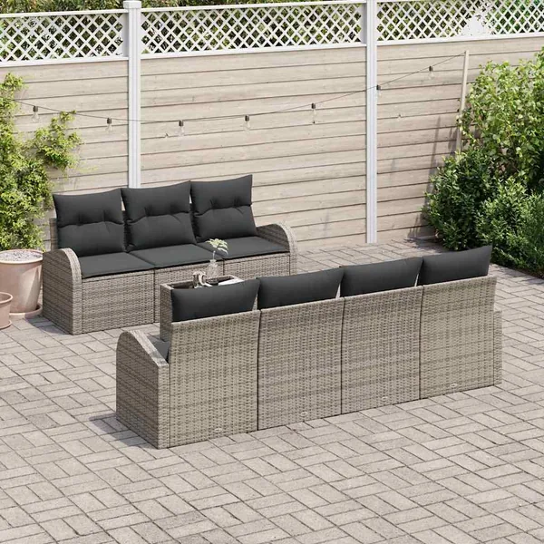 Ensemble de canapé de jardin avec coussin 8 pcs Gris