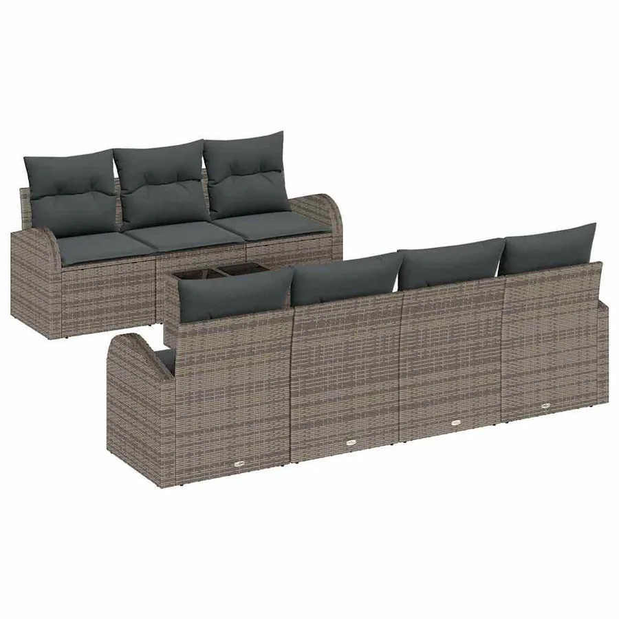 Ensemble de canapé de jardin avec coussin 8 pcs Gris - 2