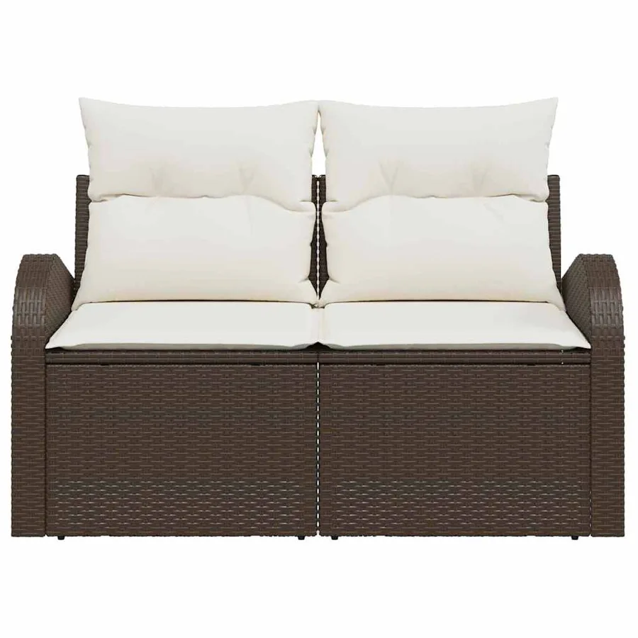 Canapé de jardin avec coussin Marron 124 x 62 x 69cm polyrotin - 3