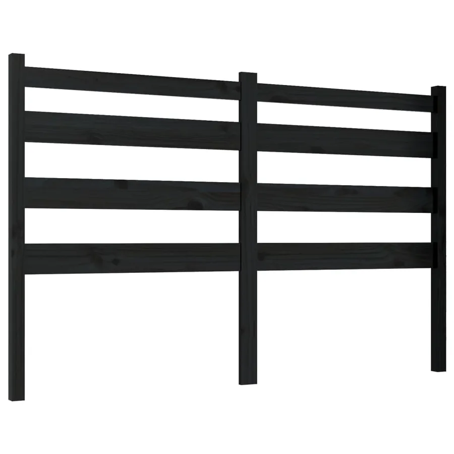 Tête de lit Noir 206x4x100 cm Bois massif de pin - 2