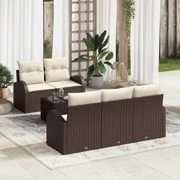 Ensemble de canapé de jardin Marron 55 x 55 x 37 cm polyrotin