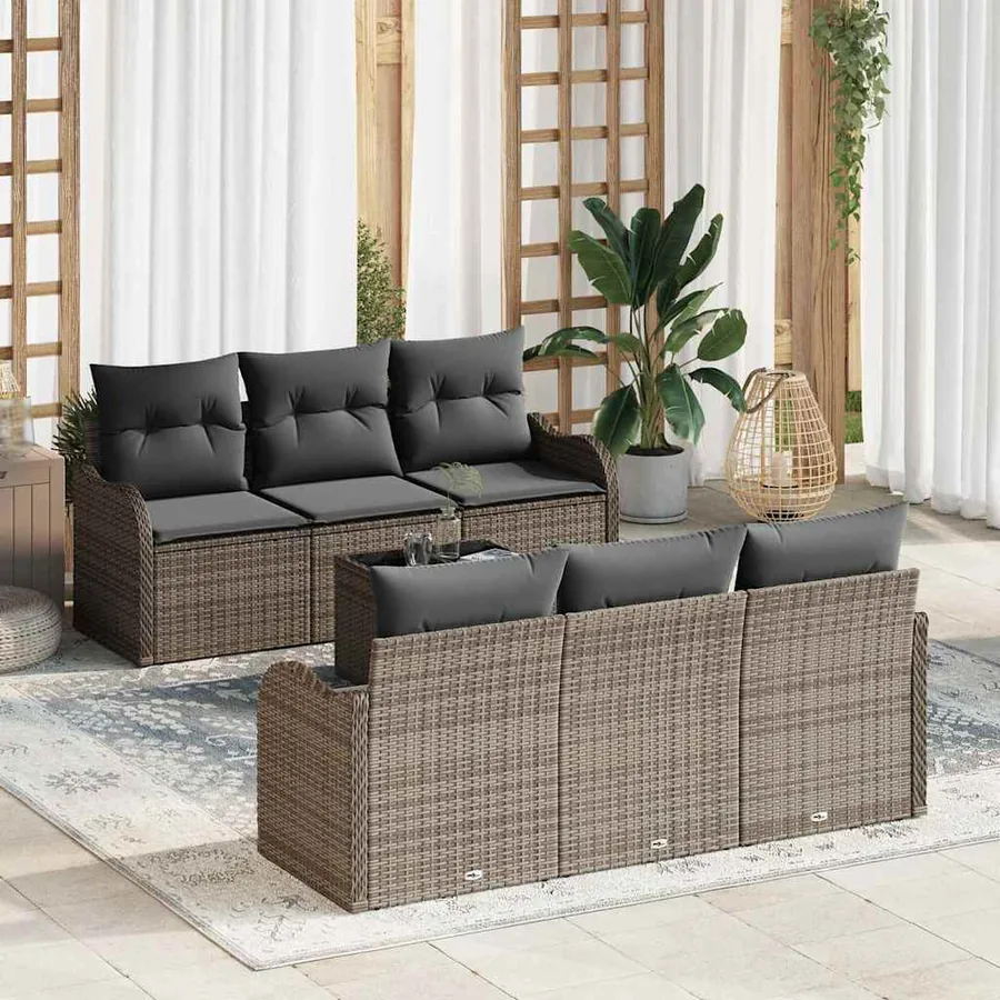 Ensemble de canapé de jardin avec coussin 7 pcs Gris