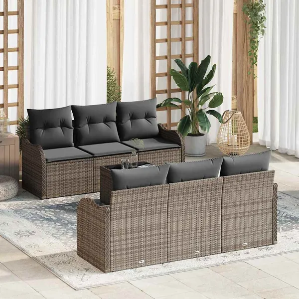 Ensemble de canapé de jardin avec coussin 7 pcs Gris