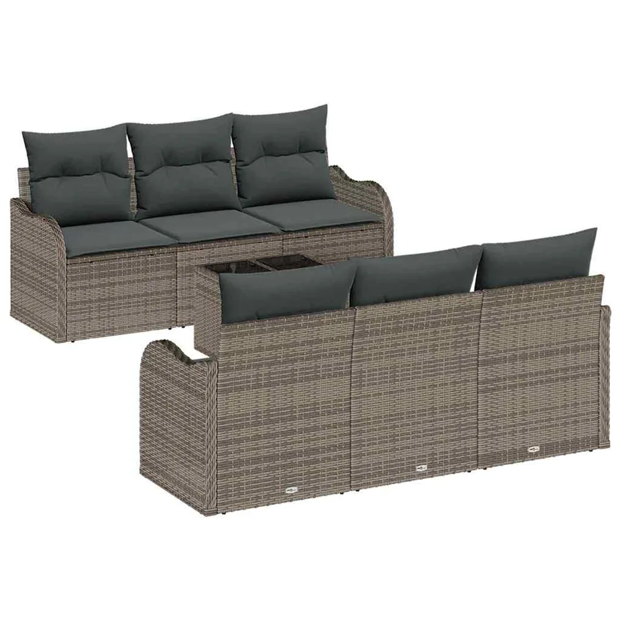 Ensemble de canapé de jardin avec coussin 7 pcs Gris - 2