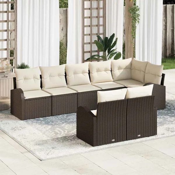 Ensemble de canapé de jardin 8 pcs polyrotin