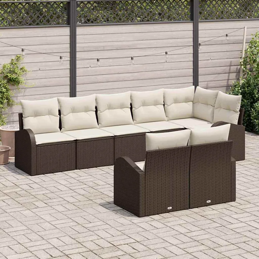 Ensemble de canapé de jardin 8 pcs polyrotin - 3