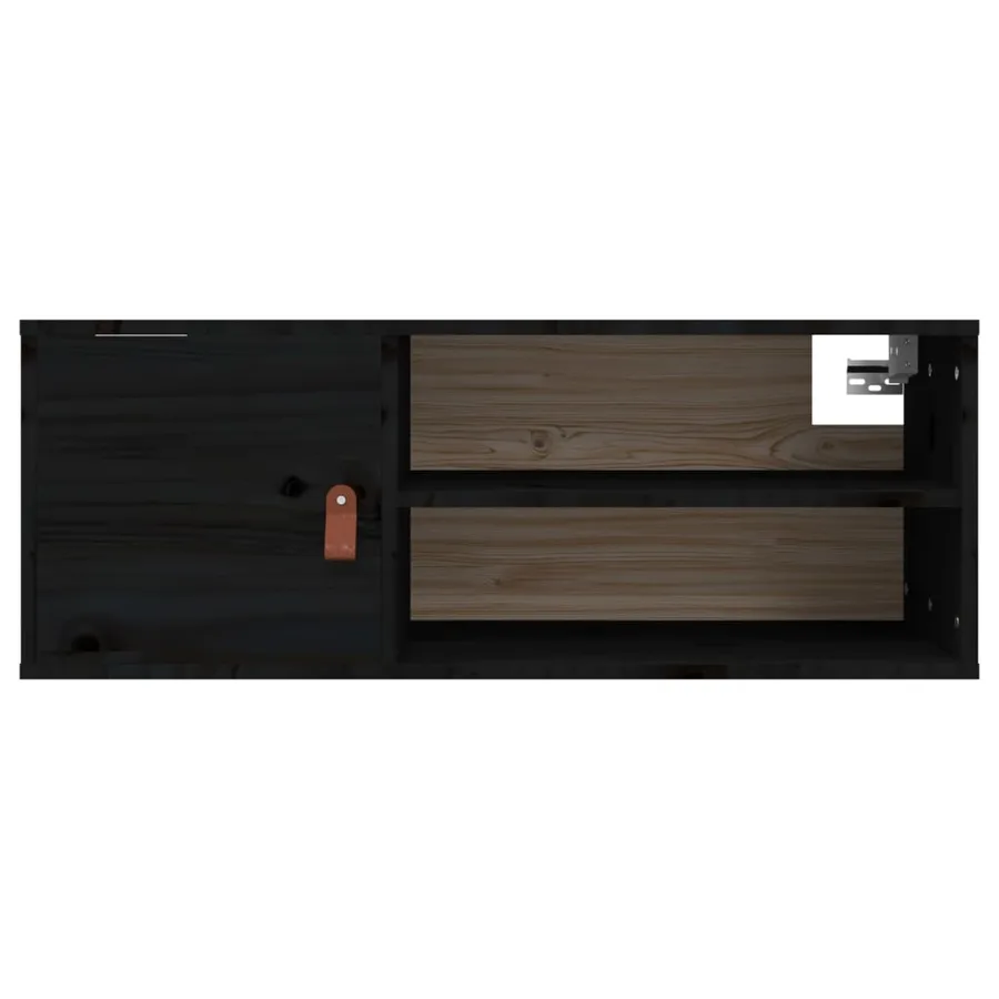 Armoires murales 2 pcs Noir 80x30x30 cm Bois de pin massif - 7