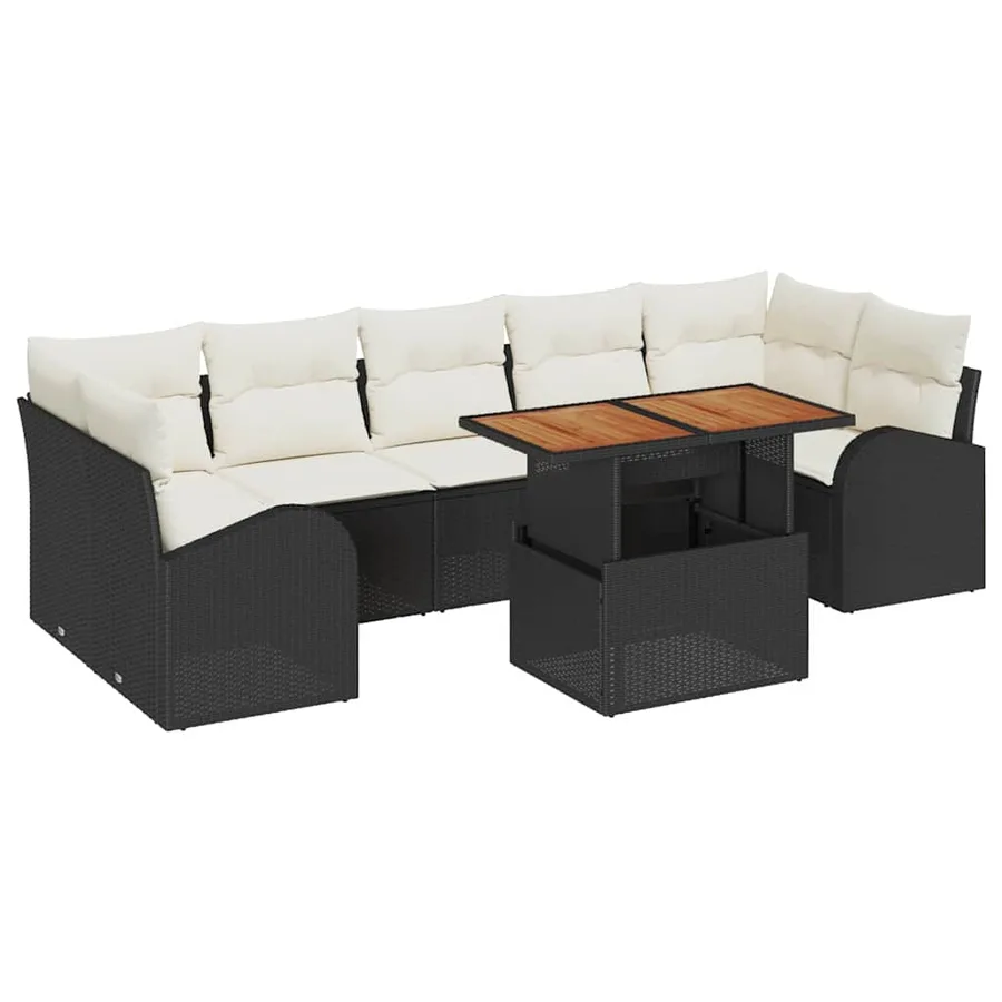 Ensemble de canapé de jardin 8 pcs Noir Poly rotin - 2