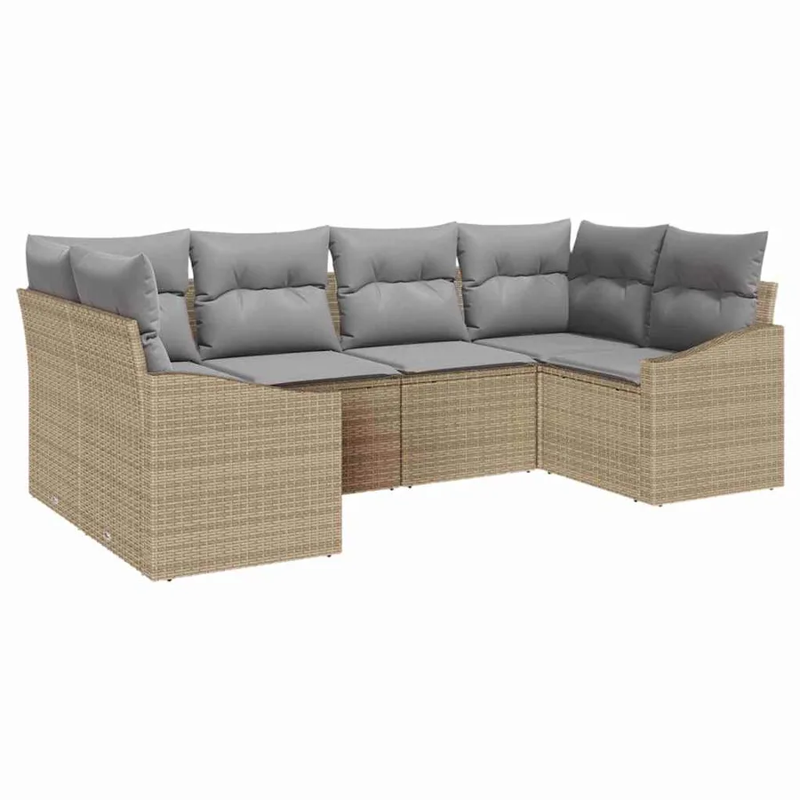 Ensemble de Canapés avec coussin 6 pcs Beige polyrotin - 2