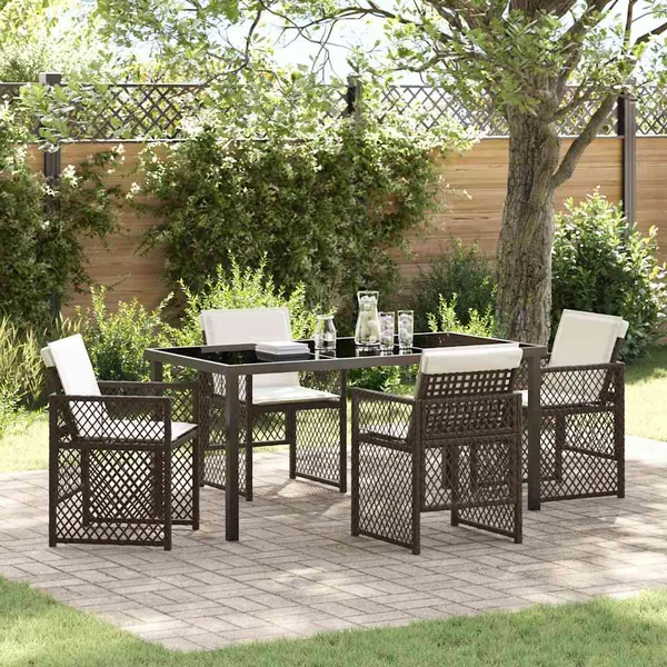 Ensemble de salle à manger pour jardin 5 pcs Marron polyrotin
