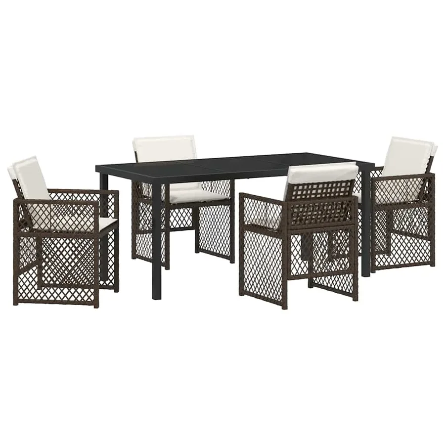 Ensemble de salle à manger pour jardin 5 pcs Marron polyrotin - 2