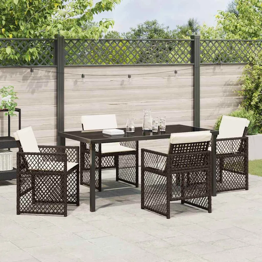 Ensemble de salle à manger pour jardin 5 pcs Marron polyrotin - 4