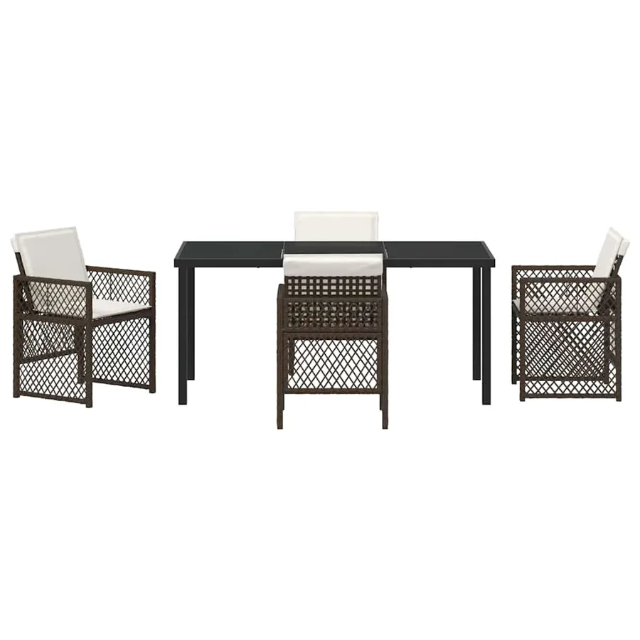 Ensemble de salle à manger pour jardin 5 pcs Marron polyrotin - 7