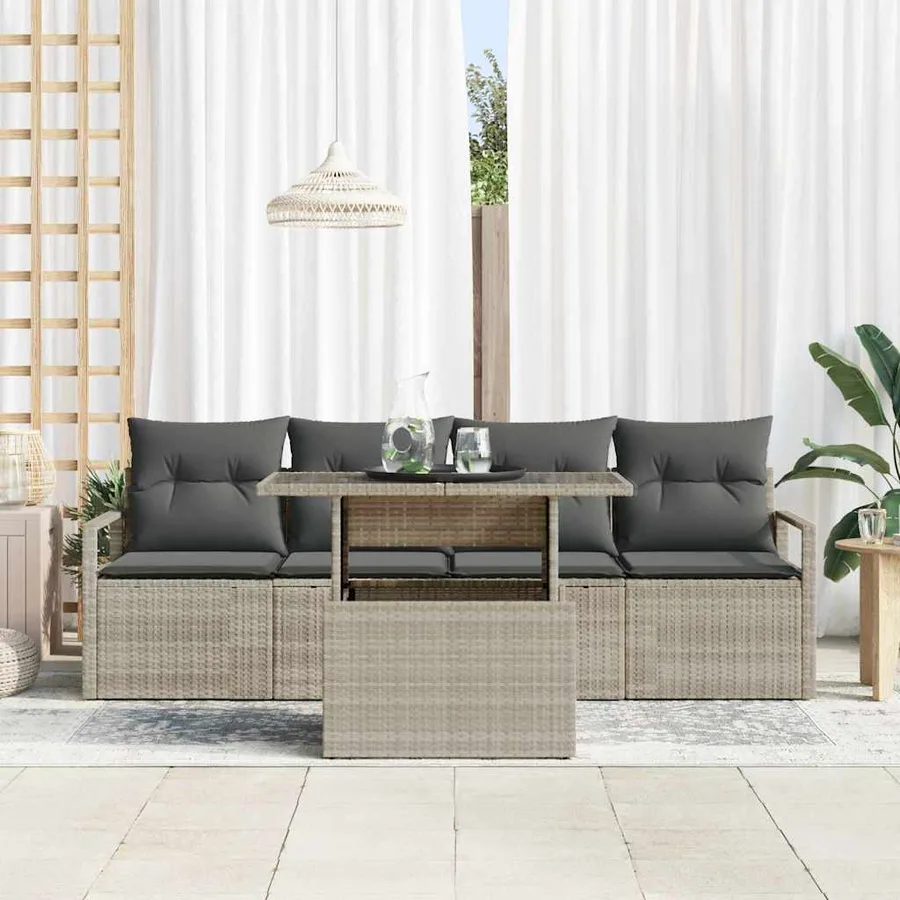 Ensemble de canapé de jardin 5 pcs Eclairage polyrotin - 3