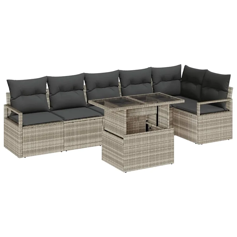 Ensemble de canapé de jardin 7 pcs Gris clair polyrotin - 2