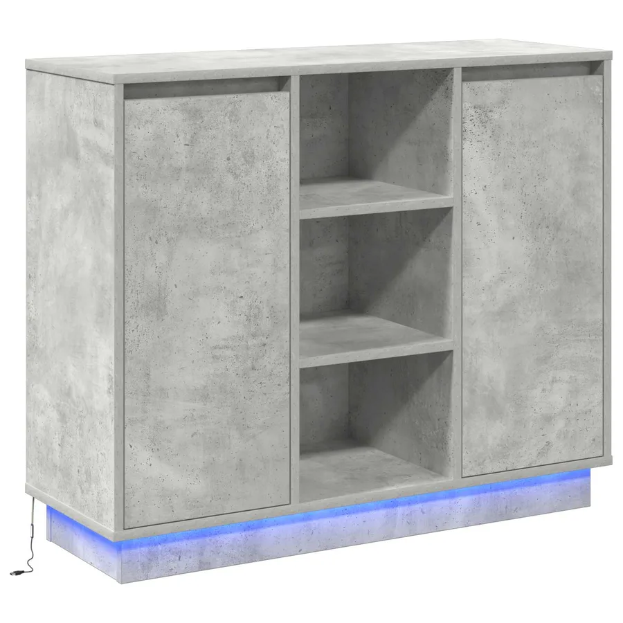Buffet LED Gris béton 90 x 32 x 75 cm Bois d'ingénierie - 2