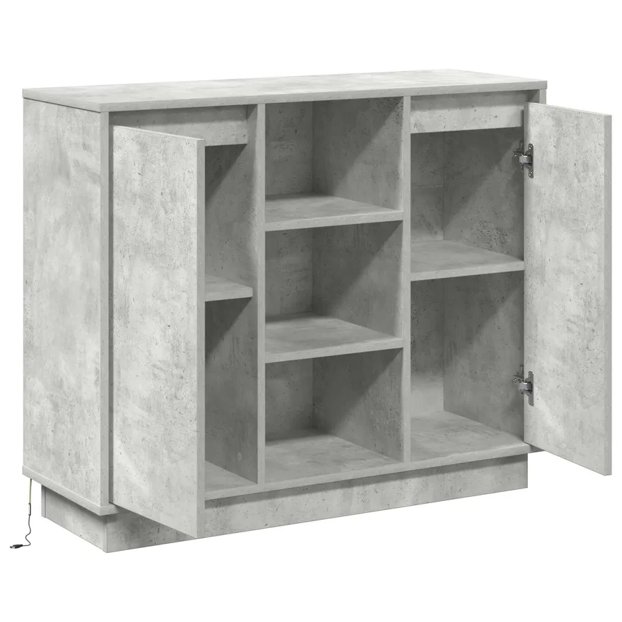 Buffet LED Gris béton 90 x 32 x 75 cm Bois d'ingénierie - 7