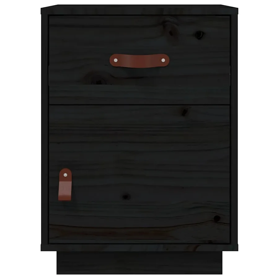 Tables de chevet 2 pcs Noir 40x34x55 cm Bois de pin massif - 6