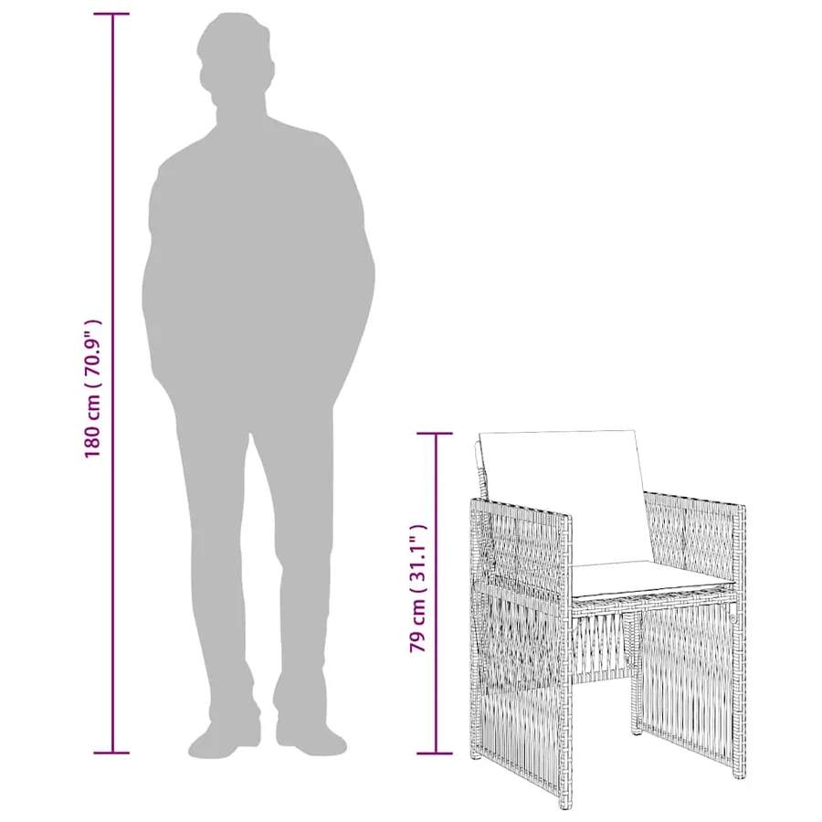 Chaises de jardin avec coussins lot de 4 gris résine tressée - 11