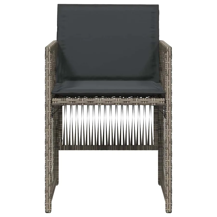 Chaises de jardin avec coussins lot de 4 gris résine tressée - 5