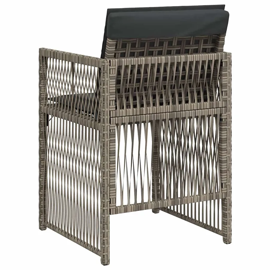 Chaises de jardin avec coussins lot de 4 gris résine tressée - 7