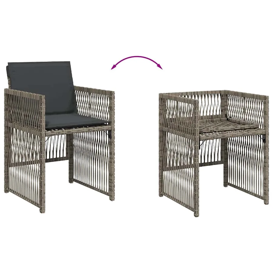 Chaises de jardin avec coussins lot de 4 gris résine tressée - 8