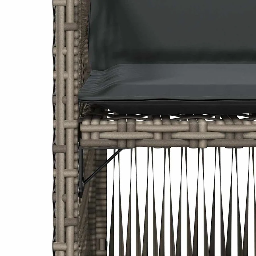 Chaises de jardin avec coussins lot de 4 gris résine tressée - 9