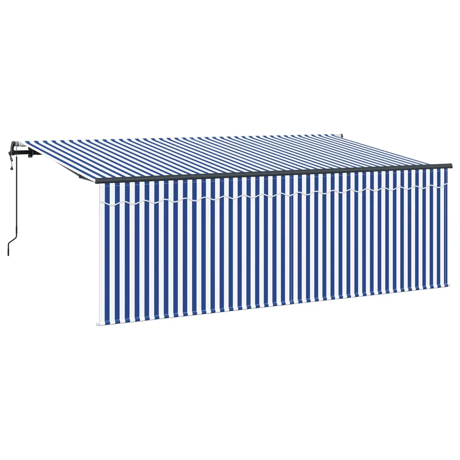 Auvent Rétractable Bleu et Blanc 350 x 200 cm - 2