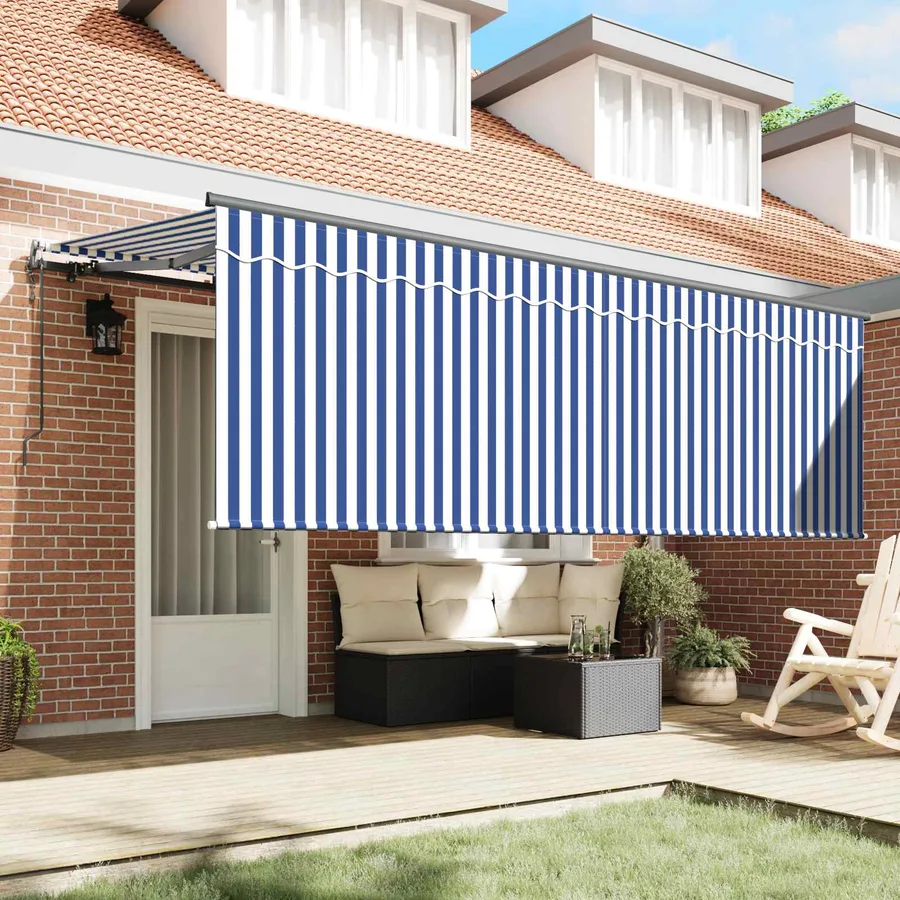 Auvent Rétractable Bleu et Blanc 350 x 200 cm - 3