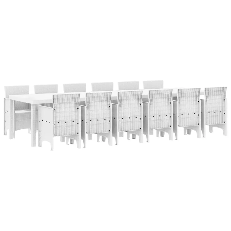 Ensemble de salle à manger pour jardin 13 pcs Blanc Rattan Polt - 2