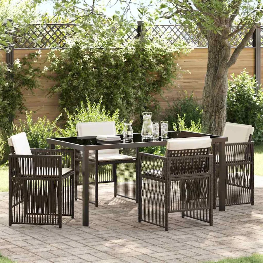 Ensemble de salle à manger pour jardin 5 pcs Marron