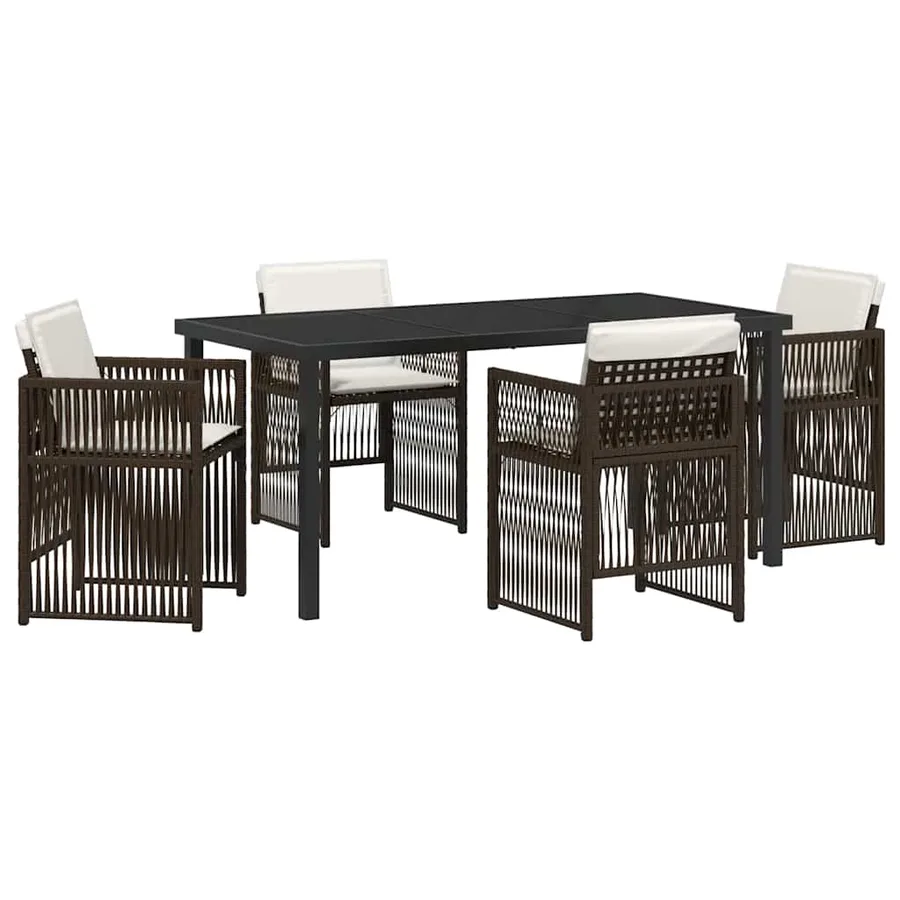 Ensemble de salle à manger pour jardin 5 pcs Marron - 2