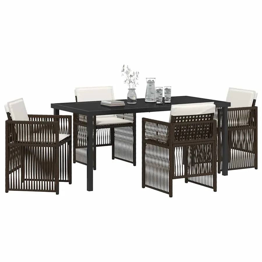 Ensemble de salle à manger pour jardin 5 pcs Marron - 3