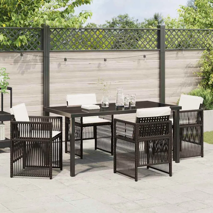 Ensemble de salle à manger pour jardin 5 pcs Marron - 4